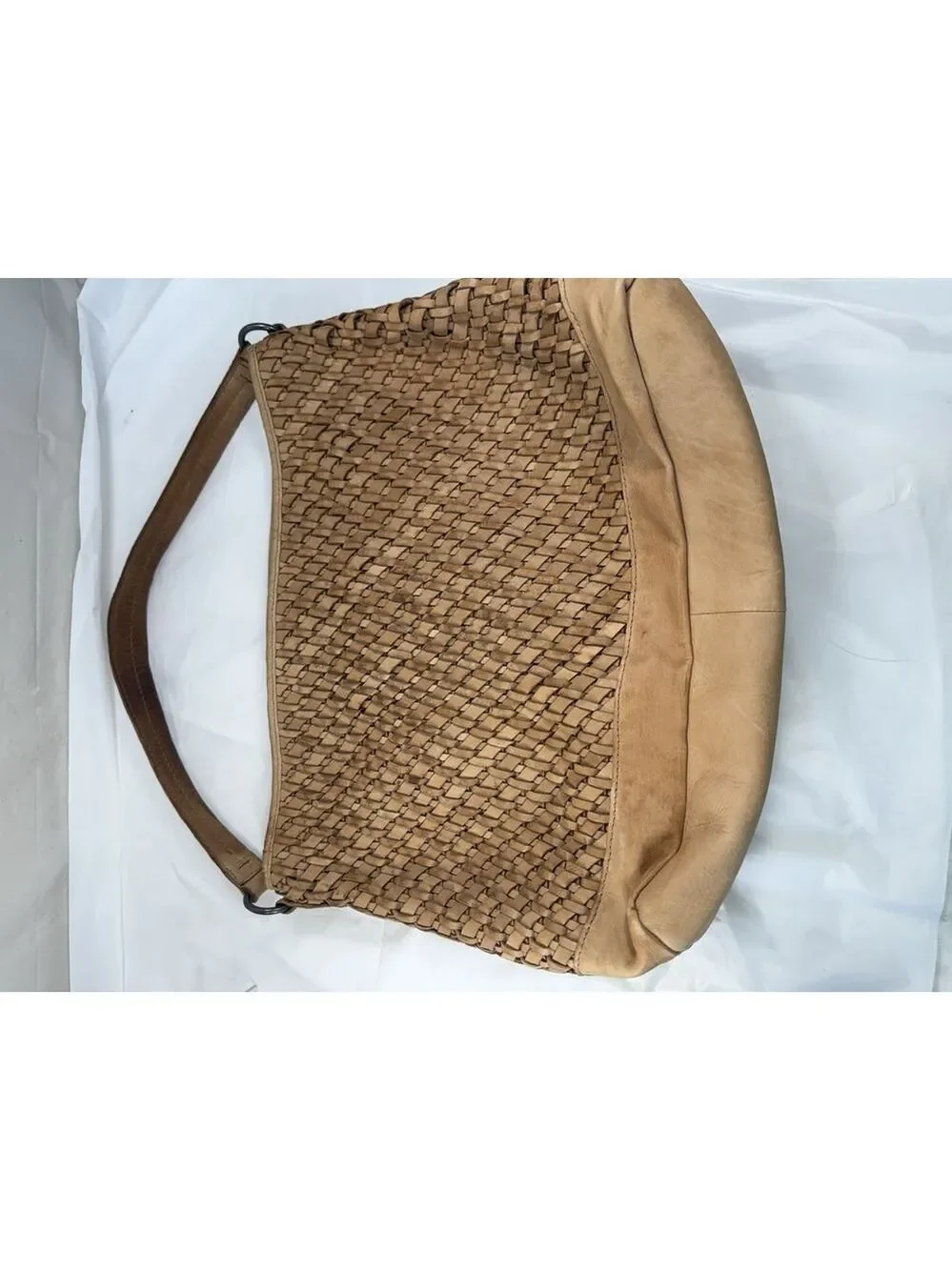 MADE IN INDIA genuine leather basketweave pattern Hobo handbag